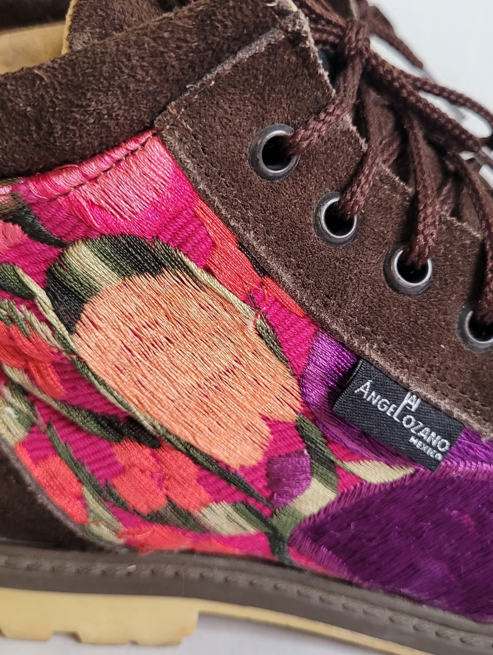 Angel Lozano Mexico Floral Embroidered Ankle Boots Size 8 - Picture 3 of 9